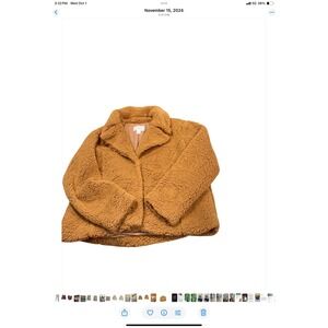 Calson Womens Teddy Bear Coat Jacket, Collared, Warm, Cozy, Brown, Cute